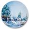 Designart - Small Town In Winter Times - Traditional Metal Circle Wall Art